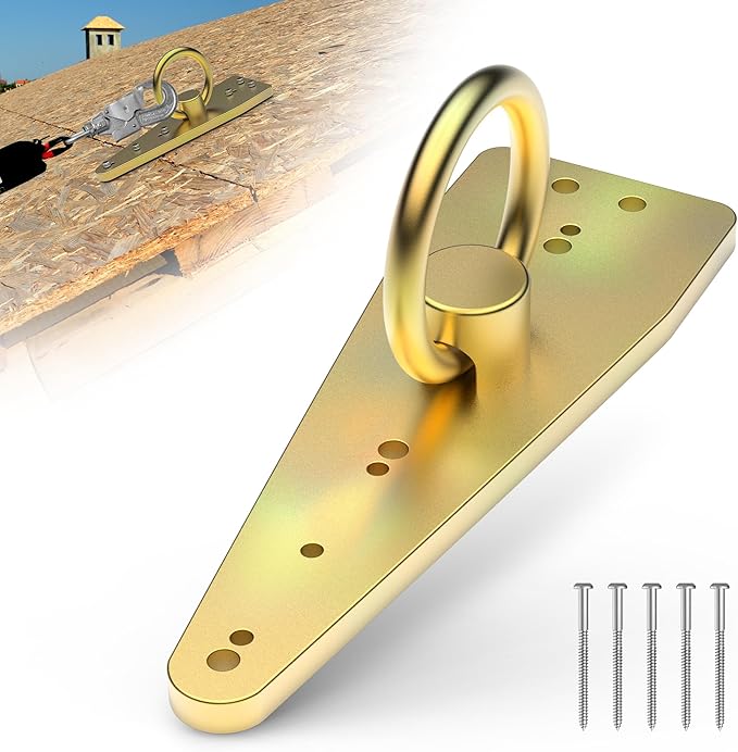Bull Ring Reusable Roof Safety Anchor | Heavy-Duty Fall Protection Anchor | Zinc Plated Steel Roofing Anchor | Permanent Roof Anchor for Wooden Structures