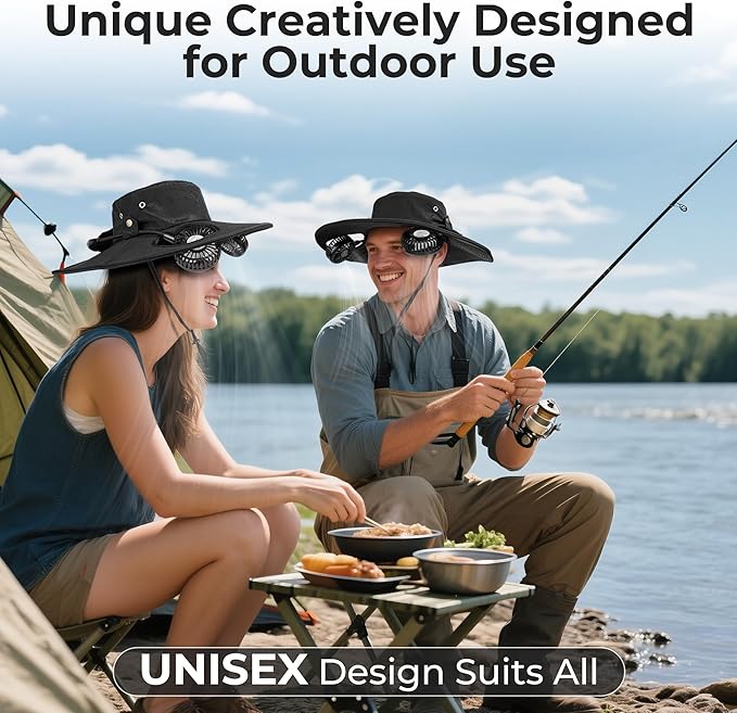 AMACOOL Bucket Hat Fan, Gifts for Him Father Dad Husband, Fishing Essentials for Men Women Camping Hiking Beach Gardening