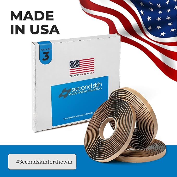 Second Skin Butyl Tape – 3 Roll (20ft x 1/2” x 1/4”) | Black Butyl Sealant Tape for RV, Auto, Marine, Headlight Repair, Window Glazing Tape | Weatherproof & Waterproof, Indoor & Outdoor, Made in USA