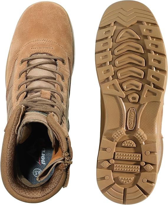 NORTIV 8 Men's Military Tactical Work Boots Side Zipper Leather Motorcycle Combat Boots Trooper