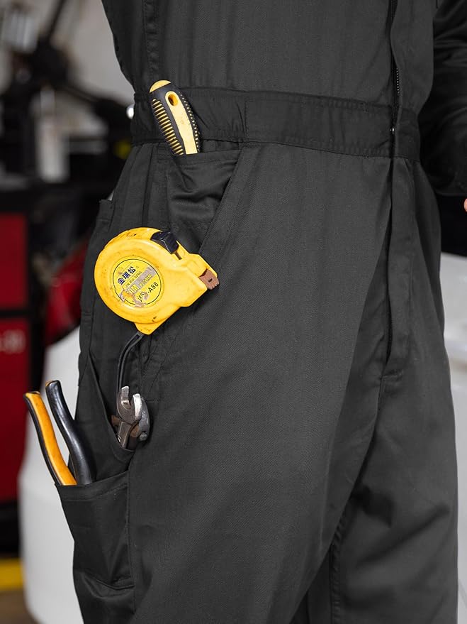 Coveralls for Men Long Sleeve Cotton Blend Work Jumpsuit with Multi Pockets Utility Work Wear