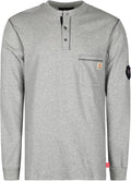 BOCOMAL FR Shirts Flame Resistant Henley Shirt NFPA2112/CAT2 7oz Men's Long Sleeve Fire Retardant Clothing