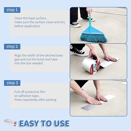 Butyl Tape Waterproof Aluminum Butyl Rubber Tape 12in x 16.4ft, UV-Resistant Leak Proof Seal Strip Patch for RV Patch,Window and Metal Roof Flashing, Patching and Gutter Leak Repair