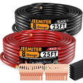 Jeemiter 8 AWG CCA Wire Kit - 50ft Total (25ft Red & 25ft Black) | Complete Power & Ground Cable for Car Audio, Solar, RV | with Lugs & Heat Shrink Tube
