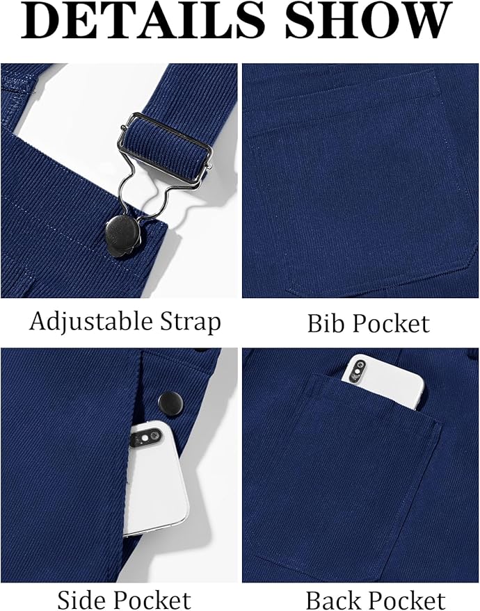Runcati Mens Corduroy Bib Overalls Workwear Fashion Casual Jumpsuit Adjujstable Strap Romper Coverall