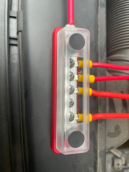 Gloaso 100A 12V Bus Bar Copper Power Distribution Block, 4x 3/16" Posts+ 5x #8/32 Screws Terminals Battery Buss Bar for RV Boat Solar Yacht Car Truck, Marine Busbars 48V DC, Negative&Positive 2 Pack