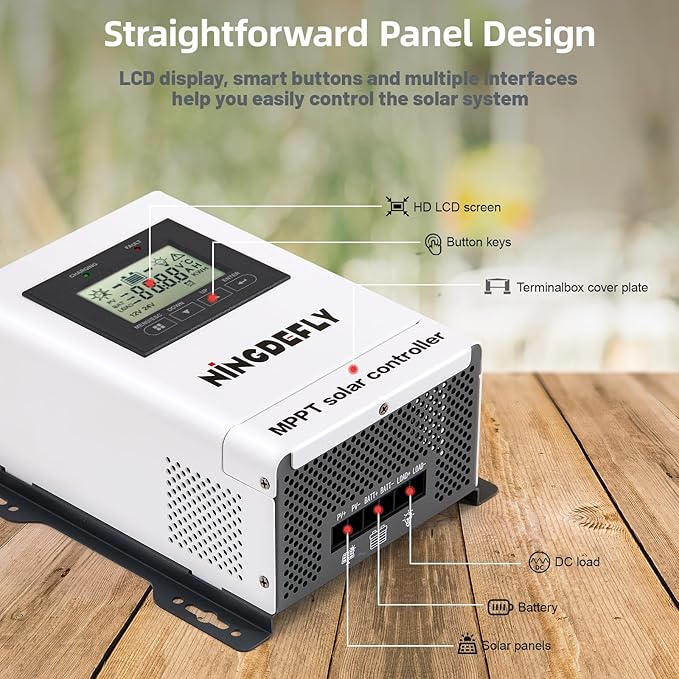 30A Mppt Solar Charge Controller 12V 24V Solar Panel Charge Controller Intelligent Regulator with LCD Display Charge for Gel LiFePO4 SLD FLD Batteries