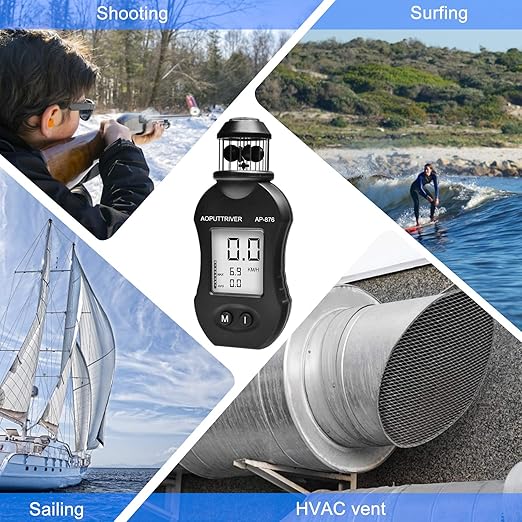Anemometer Handheld Wind Direction Anemometer, AP-876 Wind Cup Anemometer Air Speed Meter Digital Anemometer for Measuring Air Speed Air Volume for HVAC Vents Boat Sailing Shooting