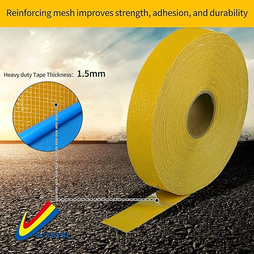 Reflective Pavement Marking Tape Slip-Resistant and Durable, Heavy-Duty Rubber Base for Outdoor Applications, Perfect for Driveways, Walkways, and Parking Areas (Yellow, 2 Inch X 108 Feet)