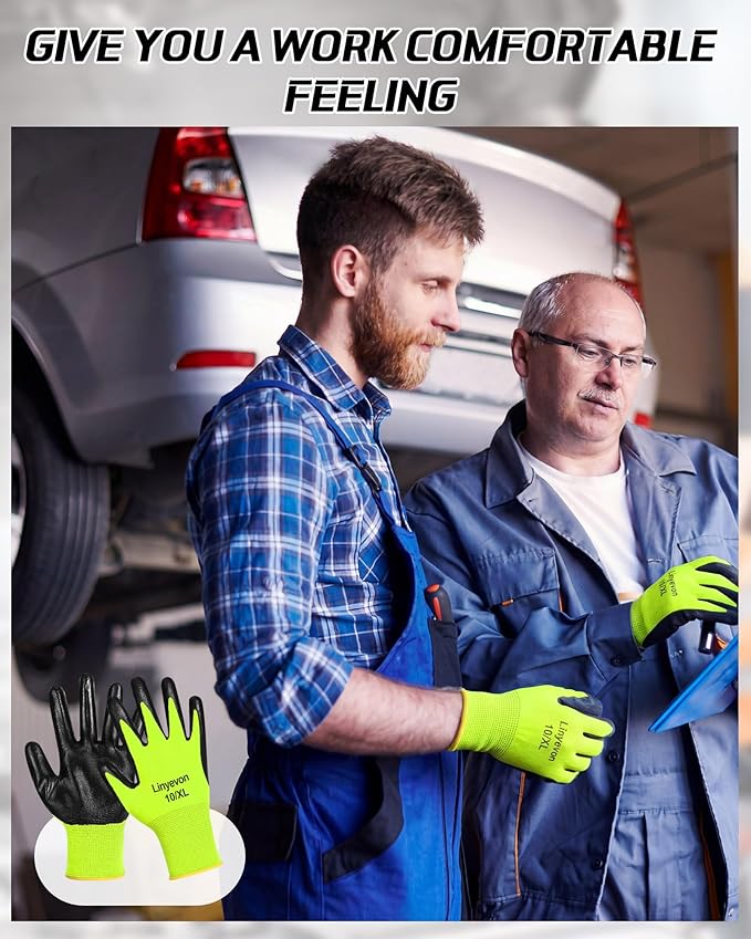 Maxcheck 54 Pairs PU Coated Gloves Bulk, Reusable Rubber Safety Gloves for Men Women Work Warehouse, Mechanic, Woodworking