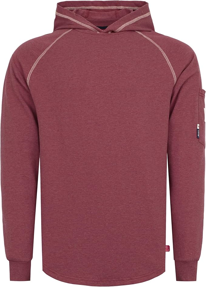 BOCOMAL FR Hooded T Shirts Heather Series 6oz Flame Resistant NFPA2112 CAT2 Fire Retardant Hoodies Work Shirt