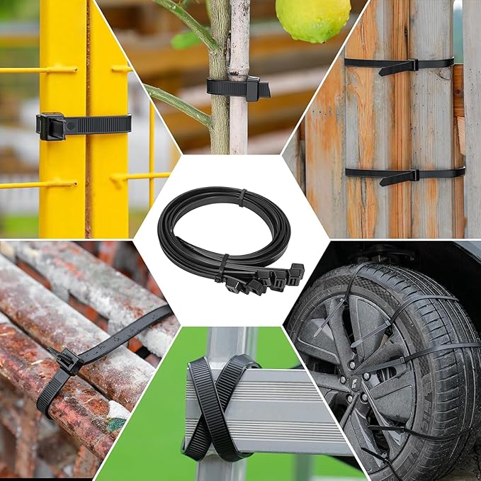 Zip Ties Heavy Duty 20 inch，200 LBS Tensile Strength Durable Long Cable Ties ，Large Wire Ties Adjustable Nylon Tie Wraps for Indoor Outdoor（ 50 pcs Black）