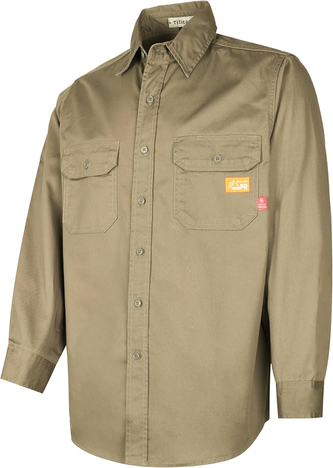 Titicaca FR Shirts for Men 6.5oz Lightweight Flame Resistant Button Down Work Shirt Fire Retardant Welding Shirt