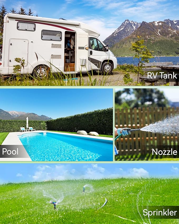RAINPOINT Water Flow Meter with Brass Inlet, Water Meter for RV Tank Filling, Garden Hose Watering, Lawn Sprinkler & Nozzle Sprayer, ±5% Accuracy, Max Measured Consumption of 9999.9 Gallon/Liter