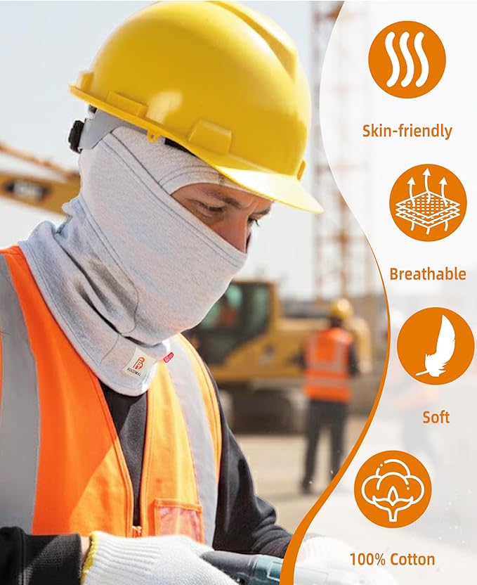 BOCOMAL FR Flame Resistant Balaclava Face Mask Arc Rated NFPA2112 CAT2 Helmet Liner Covering Hood for Welding