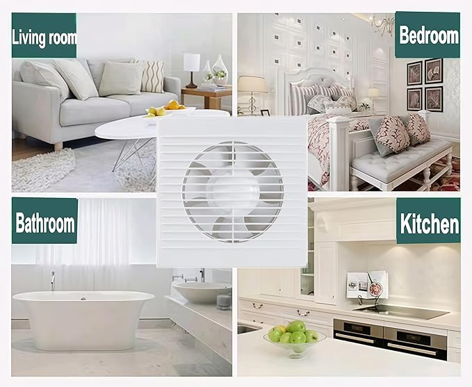 6 Inch Exhaust Fan, 26W Wall Mount Small Ventilation Fan With Switch, 139CFM Ventilation Extractor Fan With Anti-backflow Check Valve Ultra Thin For Bathroom Kitchen Garage(White)