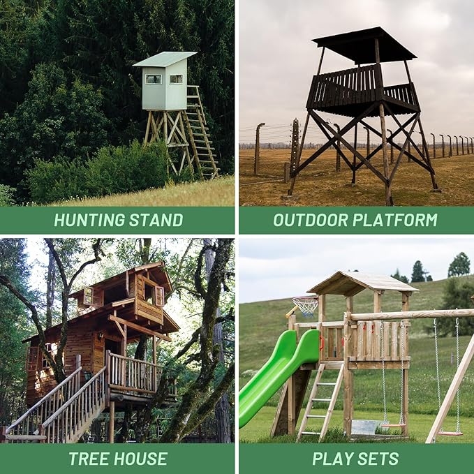 Highwild Platform Brackets Multi-Use 4x4 Compound Angle Brackets for Deer Stand, Hunting Blinds, Observation Decks & Outdoor Platforms - Set of 4 - Black.