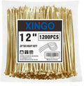 XINGO 12 Inch Gold Zip Ties 1200 PCS, 75 LBS Tensile Strength, UV Resistant Cable Ties, Premium Self-locking Plastic Ties for Indoor and Outdoor Use