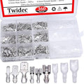 Twidec/360Pcs 2.8/4.8/6.3mm Quick Splice Male and Female Wire Spade Connector Crimp Terminal Block Assortment Kit with Insulating Sleeve for Electrical Wiring Car Audio Speaker