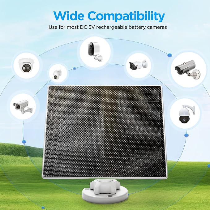 Solar Panel 5V 3W for Smart Bird Feeder and Outdoor Security Camera,IP65 Waterproof, 3m Charging Cable, Type-C Compatibility