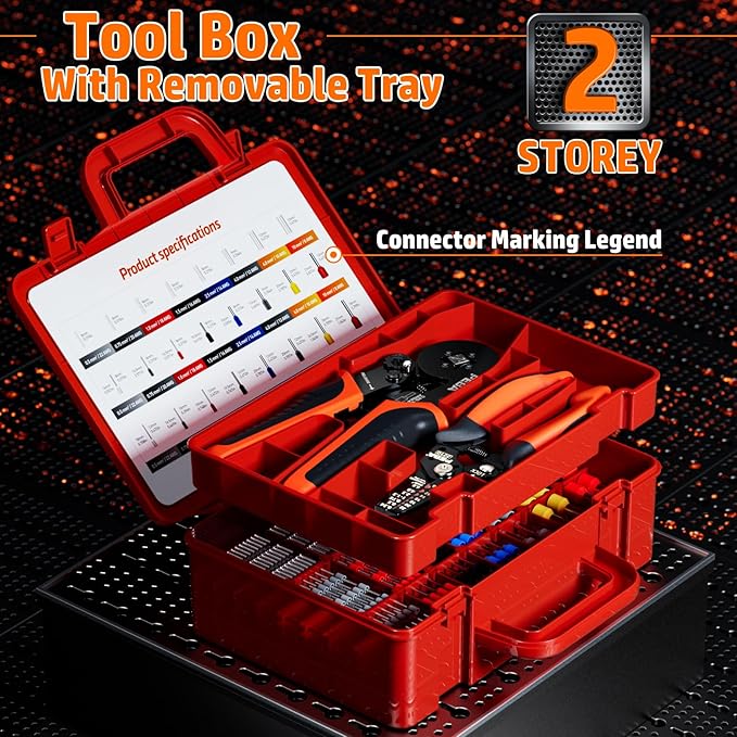 PEBA Ferrule Crimping Tool Kit, 24 Sizes wire Ferrules and Square Crimping Pliers AWG28-7 & Wire Stripper for Electrical Wiring/DIY Terminals | Self-Adjusting Ratchet Crimper - Copper Ferrule Kit