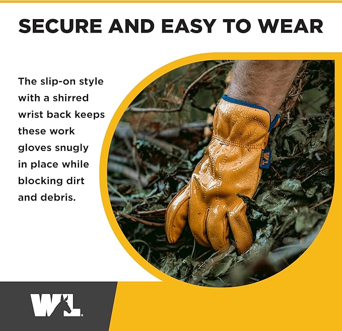 Wells Lamont Men's Slip-On HydraHyde Leather Work Gloves – Water-Resistant, Breathable, Durable – Ideal for Gardening, Landscaping, Ranching – Heavy Duty Leather Work Gloves – Saddletan, XX-Large