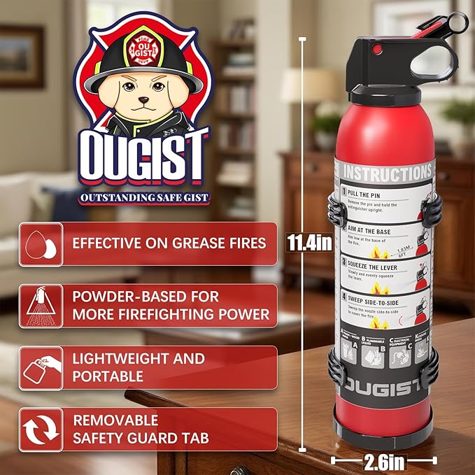 Small Fire Extinguisher for Home & Car – (6Pack, 1.32lb Each) Portable Dry Chemical Fire Extinguishing Spray | For Kitchen Grease, Electrical, Vehicle & Garage Fires, Easy to Use