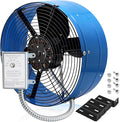 Hiorucet Upgraded 15 Inch Gable Vent Exhaust Fan, 1600CFM 2400 SQF High Performance Low Noise Gable Mount Attic Fan with Adjustable Thermostat, 14 Inch Blade and Permanently Lubricated Motor, Blue.