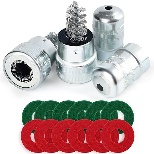 LotFancy Battery Terminal Cleaners (2 pcs), Plus 12 pcs Battery Terminal Anti-Corrosion Fiber Washers (6 Red & 6 Green) for Car Marine Battery