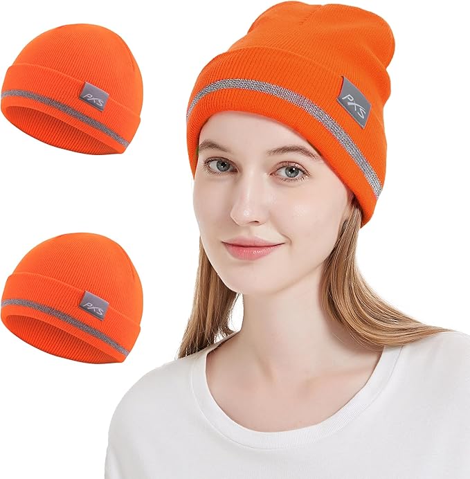 ProtectX High Visibility Safety Beanie, 360-Degree Reflective Comfortable Knit Beanie Headcover Hat, Warming Cap for Work