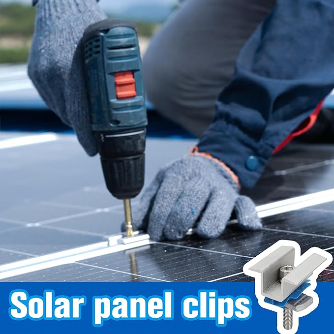 10 Pcs Adjustable Solar Panel Mounting Bracket Clamps Wide Photovoltaic Support Mid for Secure Solar Panel System pv, Aluminum Roof Mount Kit Hardware with Nut Bolt Fit for Standard Unistrut