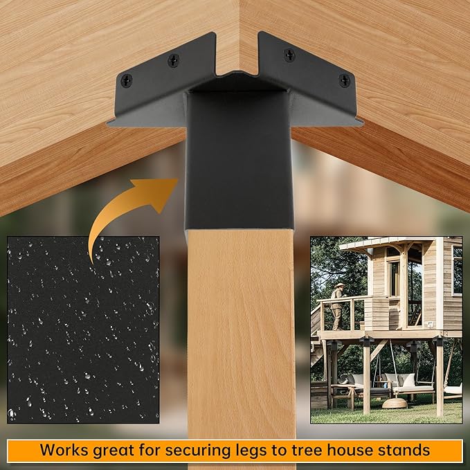 ECOTRIC Deer Stand Brackets 4x4 Deer Blind Brackets, 4Pcs Compound Angle Platform Bracket for Deer Hunting, Shooting Shack, Observation Decks, Tree Houses, Swing Sets, Outdoor Platforms