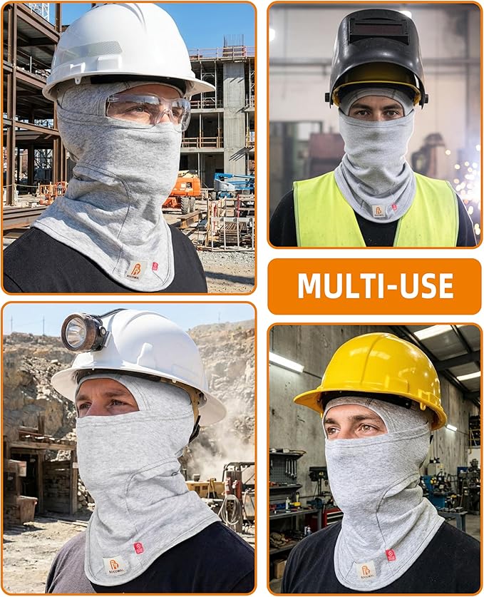 BOCOMAL FR Flame Resistant Balaclava Face Mask Arc Rated NFPA2112 CAT2 Helmet Liner Covering Hood for Welding