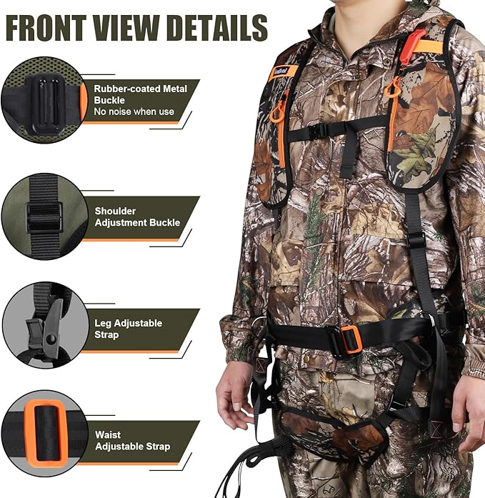 Kalkal Tree Stand Harness, Hunter Safety System Harness for Tree Stand, Lightweight Padded Hunting Safety Harness for Men