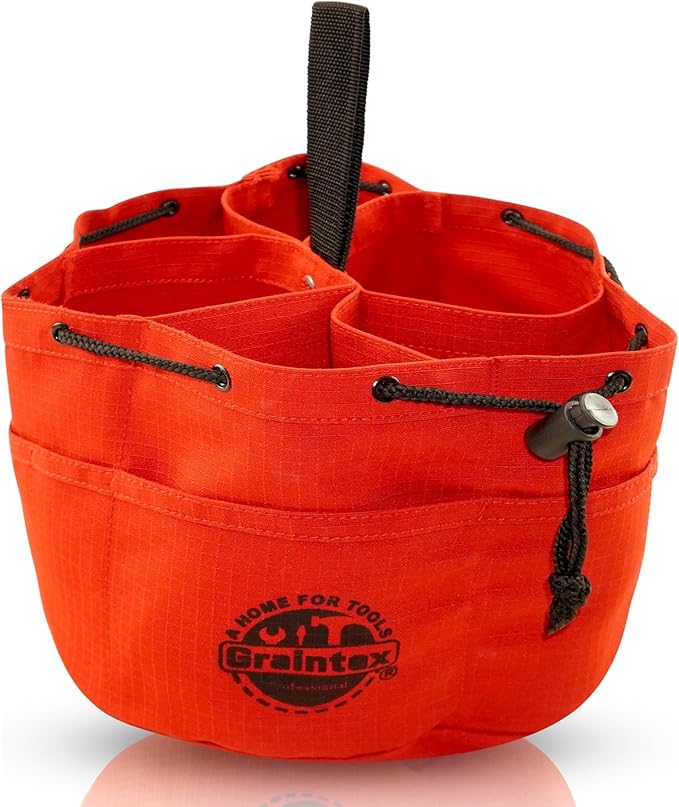 Graintex 18 Pockets Grab Bag Rip-stop Canvas Drawstring Closure, Small Part Organizer Pouch, Small Tools, Screws, Parts, Parachute Tool Bag for Efficient Storage - Red