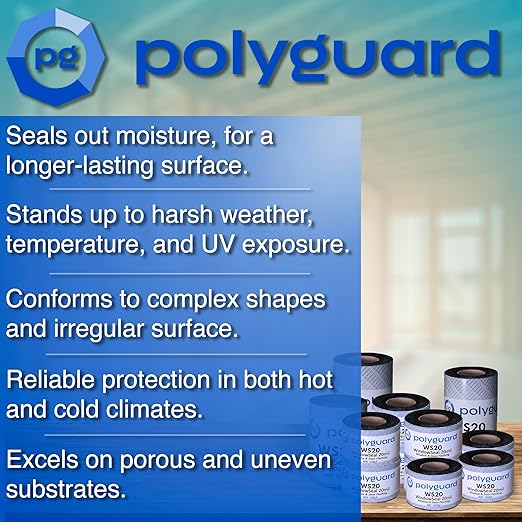 POLYGUARD WindowSeal Window and Door Flashing Tape, 4 in x 100 ft Roll, 20 mil Thick, Self-Sealing & Self-Adhering Waterproof Barrier