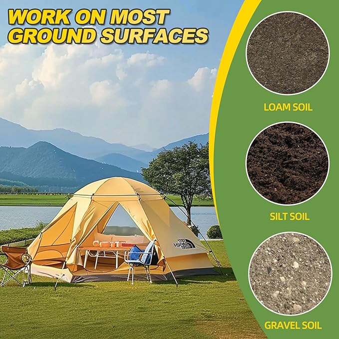Ground Anchors Screw in, 6 Pack Spiral Trampoline Anchors with Nut and Tool Swing Set Anchors Tent Stakes High Wind Heavy Duty Earth Anchors for Sheds Canopies Carports Mobile Home