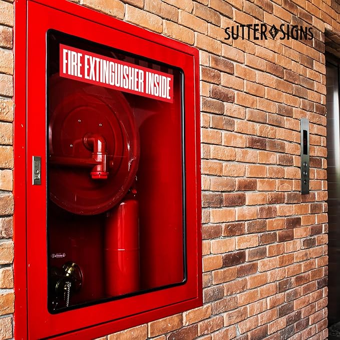 5pk Fire Extinguisher Inside Sticker | Weatherproof Adhesive Decal Signs for Truck, 9" x 2"