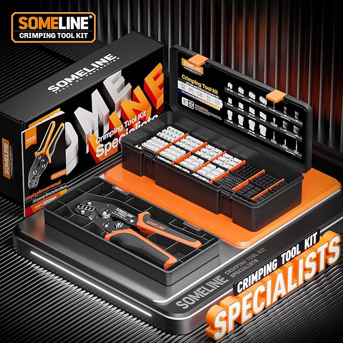 SOMELINE Crimp Tool Connector Kit, JST-XH 2.5mm and Dupont 2.54mm Connector Set, 21 Types of Connectors, 30-20 AWG Ratcheting Crimper for JST Series,KF2510,Molex,AMP EI Series