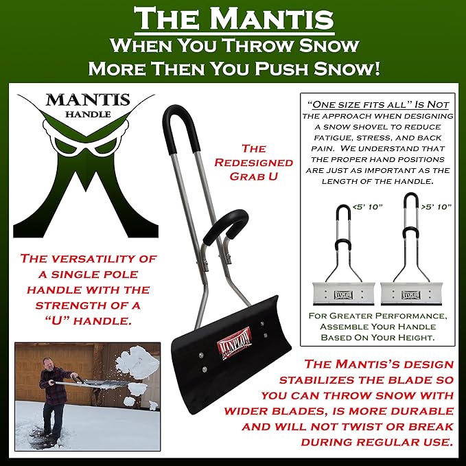 MANPLOW RevolutionX Snow Pushers and Shovels (Mantis Handle, 32")
