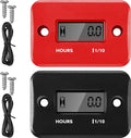 2 Pieces Inductive Hour Meter for Gas Engine Lawn Mower Dirt Bike Motorcycle Motocross Snowmobile Karting Marine ATV Boat Outboard Motor Generator Waterproof Hour Meters (Black, Red)