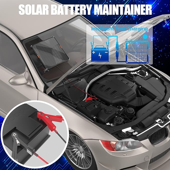 OYMSAE 20W 12V Solar Panel Car Battery Charger Portable Waterproof Power Trickle Battery Charger & Maintainer for Car Boat Automotive RV with Cigarette Lighter Plug & Alligator Clip