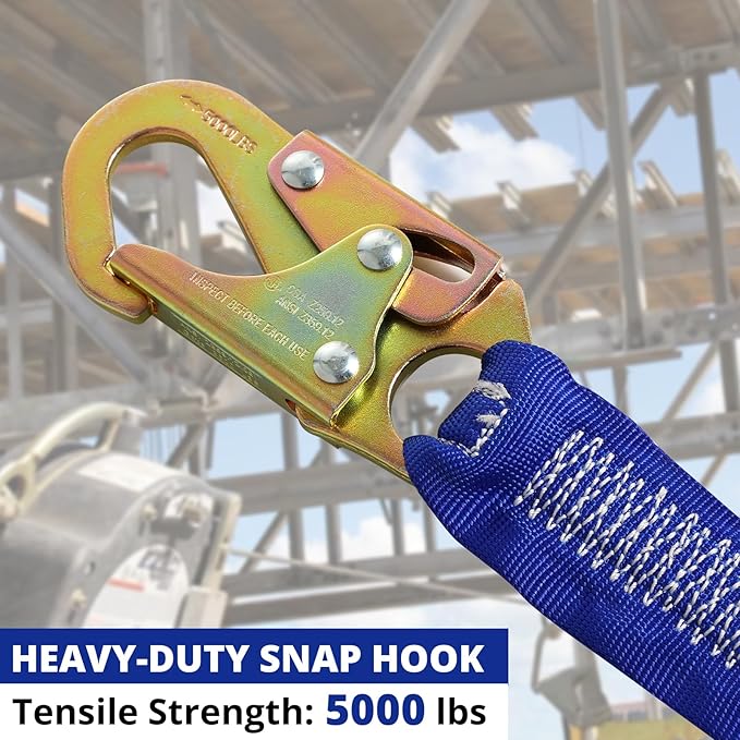 TRSMIMA Safety Harness Fall Protection - Full Body Construction Roofing Harness Kit Attached 6 ft Lanyard ANSI