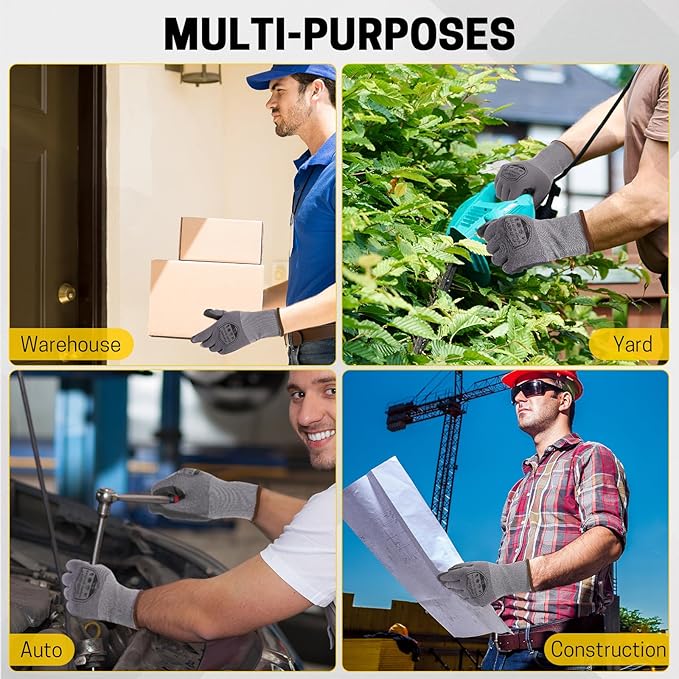 Safety Work Gloves-16/32 Pairs, Micro Foam Nitrile Coated Glove,Seamless Knit Nylon Gloves for Men Women（S-XL