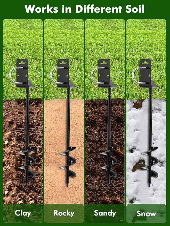 Ground Anchors Screw in,28" Set of 4 Mobile Home Anchors,Storage Shed Anchor Kit with Drill Bit,Ground Anchors Heavy Duty for Shed, Trampolines,Camping, Swing Sets