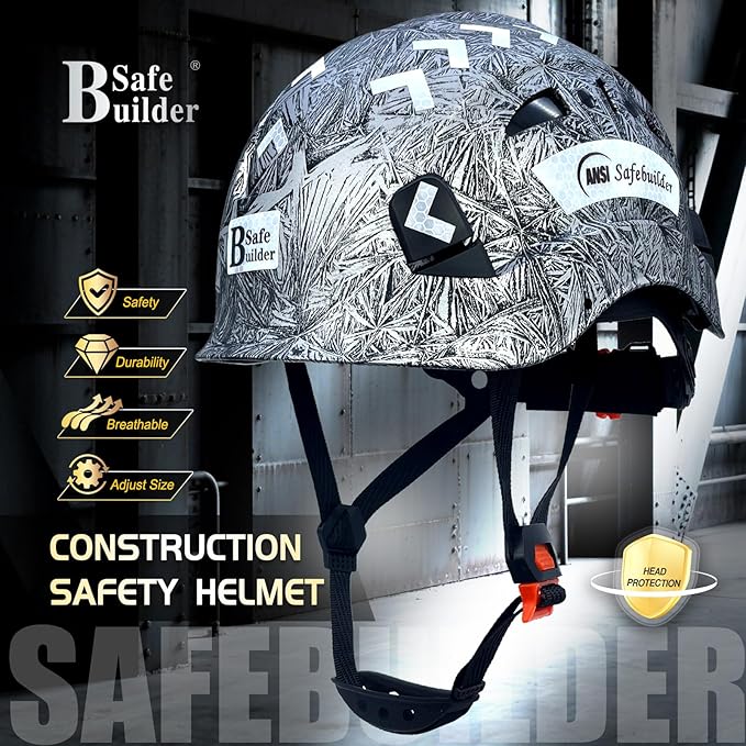 Construction Hard Hats Safety Helmet Reflective ABS Adjustable Ventilation Hardhats Industrial Head Protection ANSI Z89.1