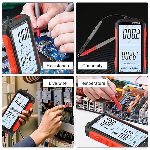 FS899C Digital Multimeter with LCD Screen, USB C Rechargeable Electrical Testing, 6000 Counts True RMS AC/DC Voltage Tester, NCV, Capacitance, Non Voltage Detector for Car, Home