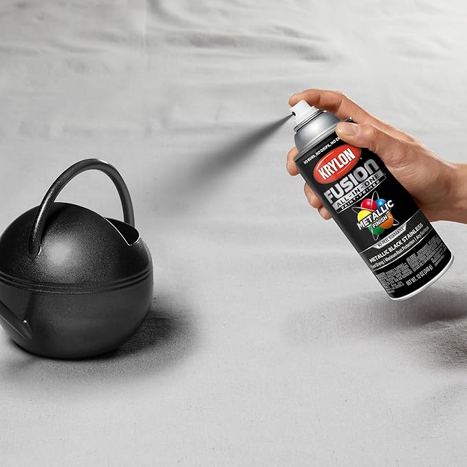 Krylon Fusion All-In-One Adhesive Spray Paint for Indoor/Outdoor Use, 12 oz, Black Stainless