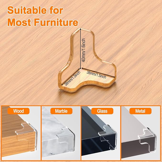 Corner Protector Baby Large 1.6inch,12Pcs Baby Proofing Table Corner Protectors,T Shape Corner Protectors for Furniture with Strong Adhesion