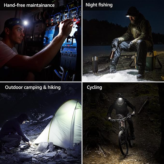 Lepro 320015 Battery Powered Headlamp - 1300Lux Super Bright LED Head Lamp with Red Light, IPX4 Waterproof Headlights for Outdoor Camping, Hiking, Hunting, Power Outages, Emergency, Hurricane